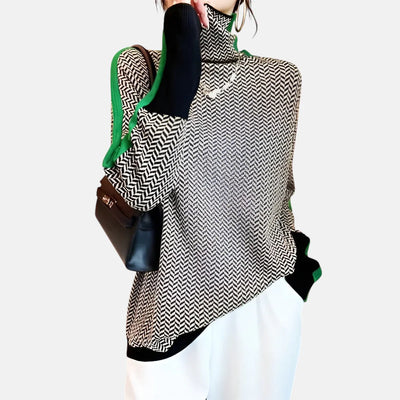 Malou™ | Sweter z wysokim kołnierzem w wyraziste paski