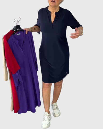 Katherine | Jednokolorowa Sukienka z Dekoltem w Serek